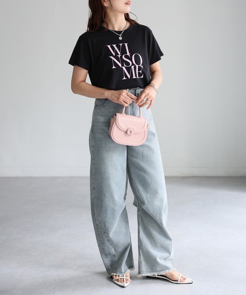 Riberry（リベリー）の「WINSOMEプリントレタリングTシャツ（Tシャツ/カットソー・レディース・オフホワイト/ブラック/ネイビー/ベージュ/ホワイト系/ブラック×ピンク・FREE）」の16枚目の写真