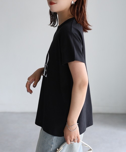 Riberry（リベリー）の「WINSOMEプリントレタリングTシャツ（Tシャツ/カットソー・レディース・オフホワイト/ブラック/ネイビー/ベージュ/ホワイト系/ブラック×ピンク・FREE）」の11枚目の写真