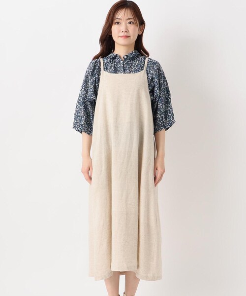 one'sterrace(ワンズテラス)の「後ろゴム入りギャザー キャミワンピース(ワンピース・レディース・アイボリー系8/オリーブ系3/ブラック系8・02)」の4枚目の写真