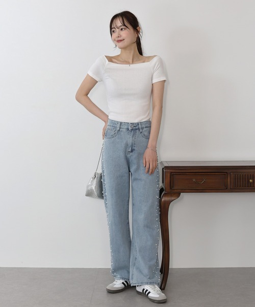 BLUEEAST（ブルーイースト）の「2TYPE ストーン&パールデニムパンツ（デニムパンツ・レディース・ブルー系/ブルー・SMALL/MEDIUM/LARGE）」の9枚目の写真