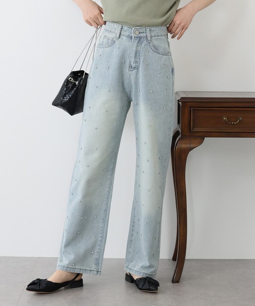 BLUEEAST（ブルーイースト）の「2TYPE ストーン&パールデニムパンツ（デニムパンツ・レディース・ブルー系/ブルー・SMALL/MEDIUM/LARGE）」の14枚目の写真