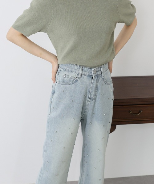 BLUEEAST（ブルーイースト）の「2TYPE ストーン&パールデニムパンツ（デニムパンツ・レディース・ブルー系/ブルー・SMALL/MEDIUM/LARGE）」の19枚目の写真