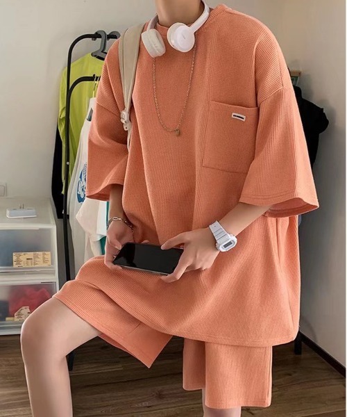 NEW GENTLEMAN(ニュージェントルマン)の「【2点SET】リクシーサーマル セットアップ Tシャツ&ショートパンツ セット(Tシャツ/カットソー・メンズ・グレー/ブラック/オレンジ/ブルー・XL/L/M)」の17枚目の写真