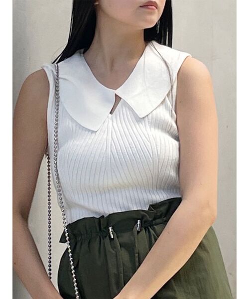 MURUA（ムルーア）の「付け衿2WAYリブニット（ニット/セーター・レディース・ブラック/ボルドー/ホワイト/ブルー・FREE）」の2枚目の写真