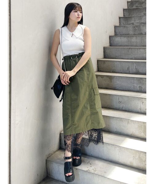 MURUA（ムルーア）の「付け衿2WAYリブニット（ニット/セーター・レディース・ブラック/ボルドー/ホワイト/ブルー・FREE）」の8枚目の写真