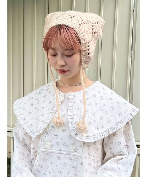 merry jenny（メリージェニー）の「animalポンポンニットcap　アニマルポンポンニットキャップ（ニットキャップ/ビーニー・レディース・ピンク/チャコールグレー/ベージュ・FREE）」の5枚目の写真