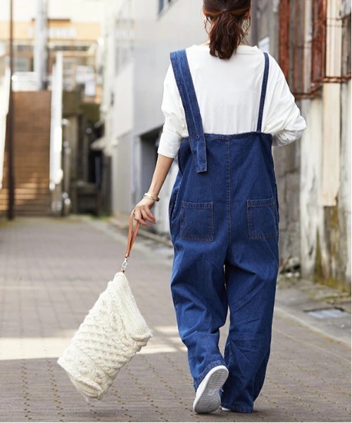 セール】アシンメトリーショルダーデニムサロペット（サロペット