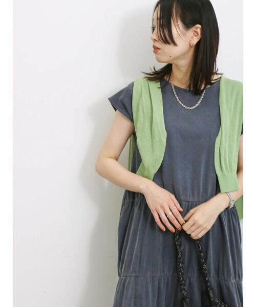 Samansa Mos2 blue（サマンサモスモスブルー）の「ピグメントティアードワンピース（ワンピース・レディース・グレー/チャコールグレー/パープル・F）」の12枚目の写真