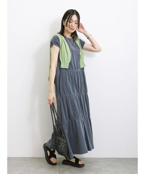 Samansa Mos2 blue（サマンサモスモスブルー）の「ピグメントティアードワンピース（ワンピース・レディース・グレー/チャコールグレー/パープル・F）」の14枚目の写真