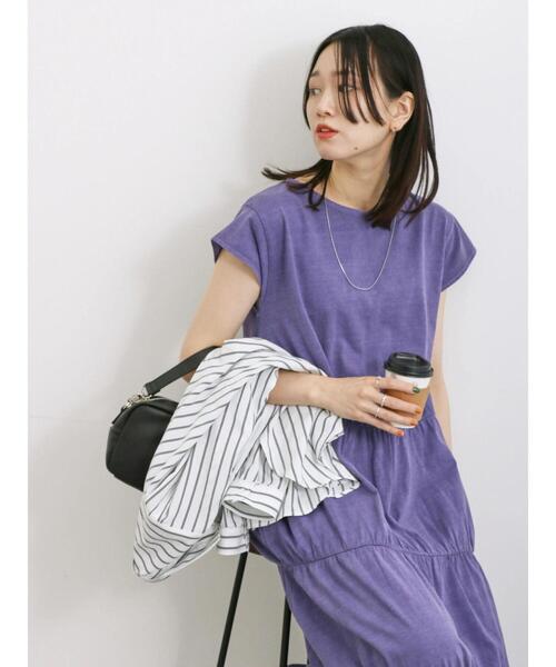 Samansa Mos2 blue（サマンサモスモスブルー）の「ピグメントティアードワンピース（ワンピース・レディース・グレー/チャコールグレー/パープル・F）」の16枚目の写真