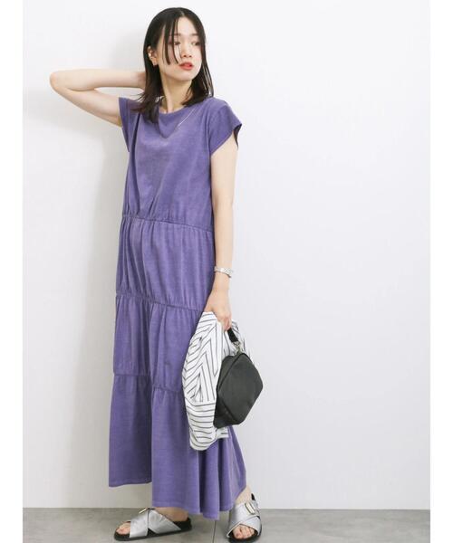 Samansa Mos2 blue（サマンサモスモスブルー）の「ピグメントティアードワンピース（ワンピース・レディース・グレー/チャコールグレー/パープル・F）」の17枚目の写真