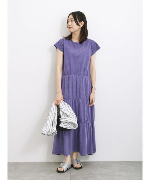 Samansa Mos2 blue（サマンサモスモスブルー）の「ピグメントティアードワンピース（ワンピース・レディース・グレー/チャコールグレー/パープル・F）」の18枚目の写真