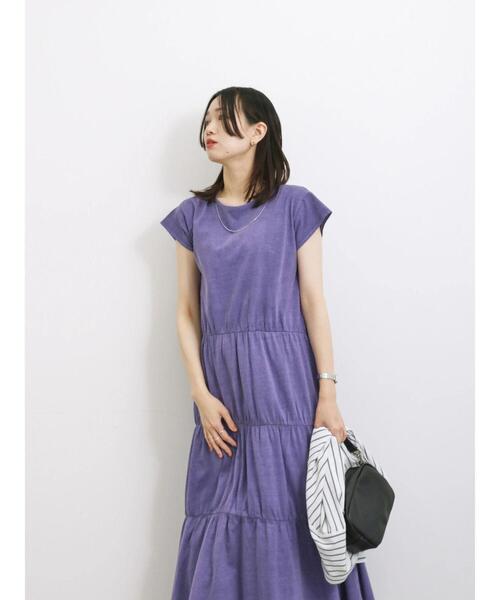 Samansa Mos2 blue（サマンサモスモスブルー）の「ピグメントティアードワンピース（ワンピース・レディース・グレー/チャコールグレー/パープル・F）」の19枚目の写真