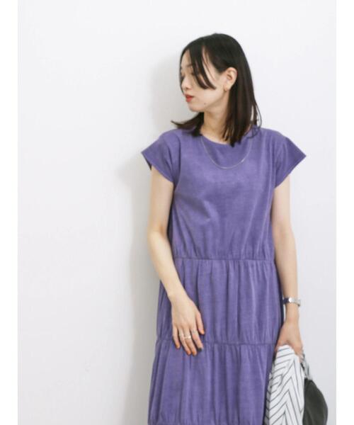 Samansa Mos2 blue（サマンサモスモスブルー）の「ピグメントティアードワンピース（ワンピース・レディース・グレー/チャコールグレー/パープル・F）」の20枚目の写真