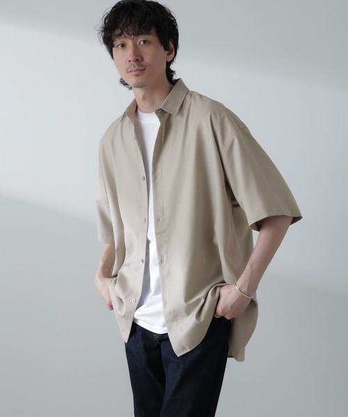 NANO universe（ナノユニバース）の「ビッグドレープシャツ 半袖（シャツ/ブラウス・メンズ・ライトグレー/ホワイト/ブラック/グレー系その他4・M/S/L）」の10枚目の写真