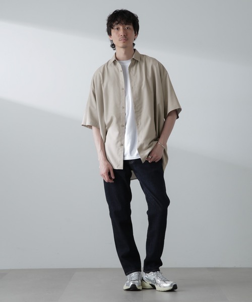 NANO universe（ナノユニバース）の「ビッグドレープシャツ 半袖（シャツ/ブラウス・メンズ・ライトグレー/ホワイト/ブラック/グレー系その他4・M/S/L）」の13枚目の写真