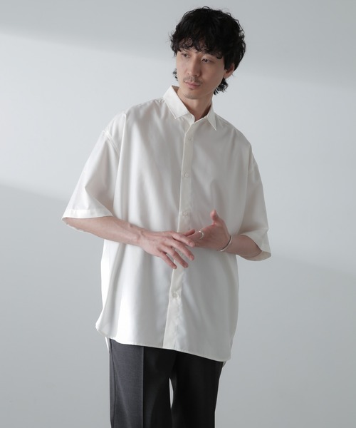 NANO universe（ナノユニバース）の「ビッグドレープシャツ 半袖（シャツ/ブラウス・メンズ・ライトグレー/ホワイト/ブラック/グレー系その他4・M/S/L）」の16枚目の写真