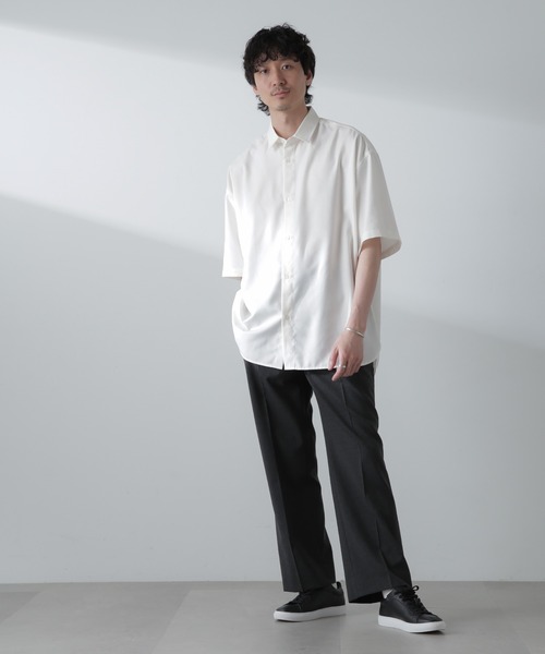 NANO universe（ナノユニバース）の「ビッグドレープシャツ 半袖（シャツ/ブラウス・メンズ・ライトグレー/ホワイト/ブラック/グレー系その他4・M/S/L）」の17枚目の写真