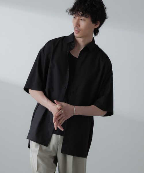 NANO universe（ナノユニバース）の「ビッグドレープシャツ 半袖（シャツ/ブラウス・メンズ・ライトグレー/ホワイト/ブラック/グレー系その他4・M/S/L）」の20枚目の写真