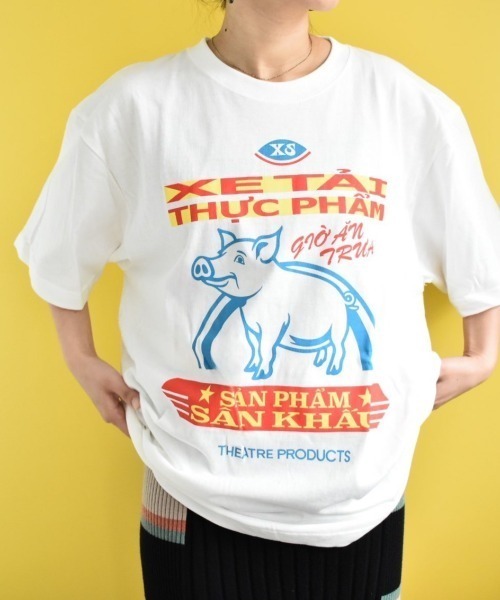 THEATRE PRODUCTS(シアタープロダクツ)の「ピッグプリントTシャツ(Tシャツ/カットソー・レディース・ピンク/ネイビー/ホワイト・FREE)」の1枚目の写真