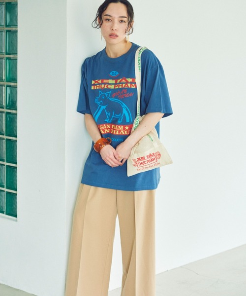 THEATRE PRODUCTS(シアタープロダクツ)の「ピッグプリントTシャツ(Tシャツ/カットソー・レディース・ピンク/ネイビー/ホワイト・FREE)」の5枚目の写真