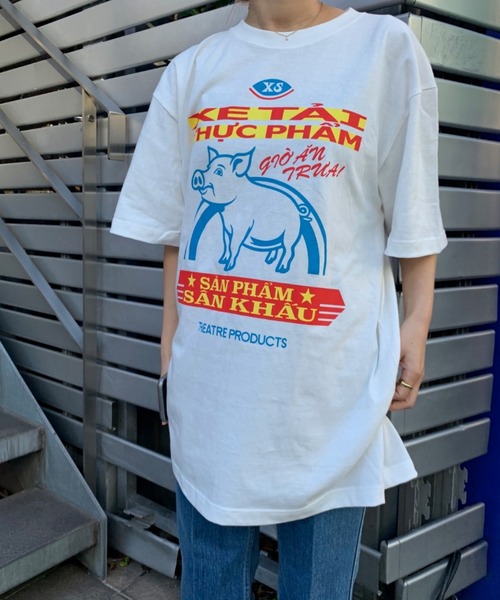 THEATRE PRODUCTS(シアタープロダクツ)の「ピッグプリントTシャツ(Tシャツ/カットソー・レディース・ピンク/ネイビー/ホワイト・FREE)」の10枚目の写真