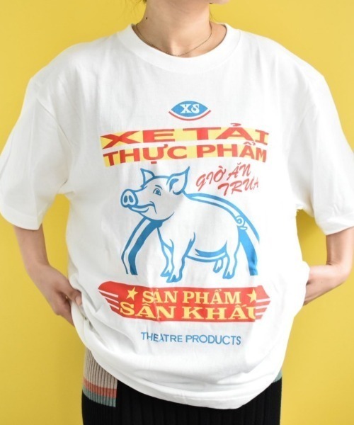 THEATRE PRODUCTS(シアタープロダクツ)の「ピッグプリントTシャツ(Tシャツ/カットソー・レディース・ピンク/ネイビー/ホワイト・FREE)」の13枚目の写真