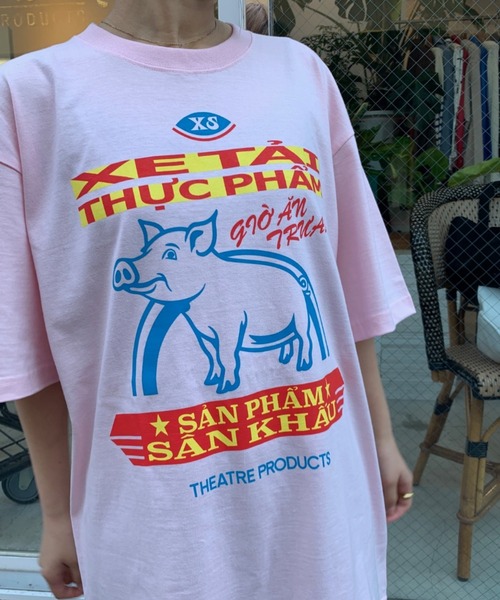 THEATRE PRODUCTS(シアタープロダクツ)の「ピッグプリントTシャツ(Tシャツ/カットソー・レディース・ピンク/ネイビー/ホワイト・FREE)」の12枚目の写真