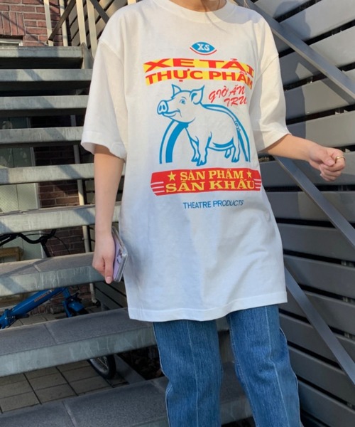THEATRE PRODUCTS(シアタープロダクツ)の「ピッグプリントTシャツ(Tシャツ/カットソー・レディース・ピンク/ネイビー/ホワイト・FREE)」の11枚目の写真