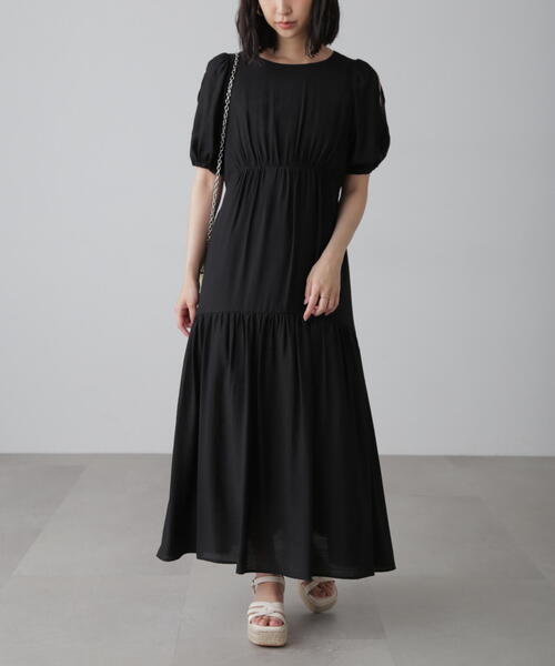 FREE'S MART(フリーズマート)の「◇【3サイズ展開XS-M】肩スリットバックリボンワンピース【低身長サイズ有】(ワンピース・レディース・ブルー/ブラック系その他/ブラック・X-SMALL/MEDIUM/SMALL)」の5枚目の写真