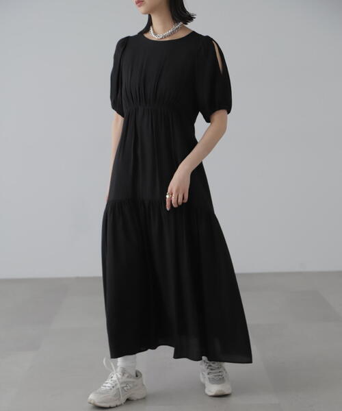 FREE'S MART(フリーズマート)の「◇【3サイズ展開XS-M】肩スリットバックリボンワンピース【低身長サイズ有】(ワンピース・レディース・ブルー/ブラック系その他/ブラック・X-SMALL/MEDIUM/SMALL)」の8枚目の写真