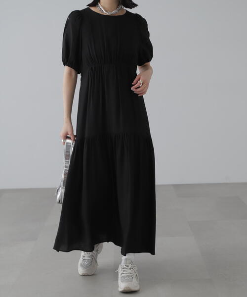 FREE'S MART(フリーズマート)の「◇【3サイズ展開XS-M】肩スリットバックリボンワンピース【低身長サイズ有】(ワンピース・レディース・ブルー/ブラック系その他/ブラック・X-SMALL/MEDIUM/SMALL)」の9枚目の写真