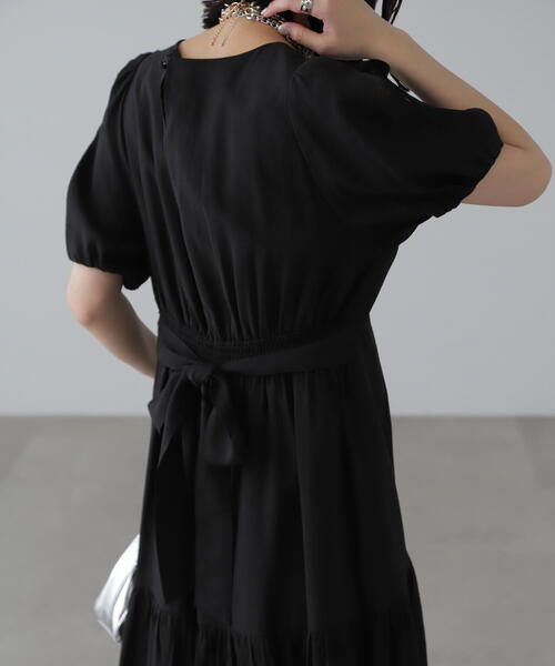 FREE'S MART(フリーズマート)の「◇【3サイズ展開XS-M】肩スリットバックリボンワンピース【低身長サイズ有】(ワンピース・レディース・ブルー/ブラック系その他/ブラック・X-SMALL/MEDIUM/SMALL)」の15枚目の写真