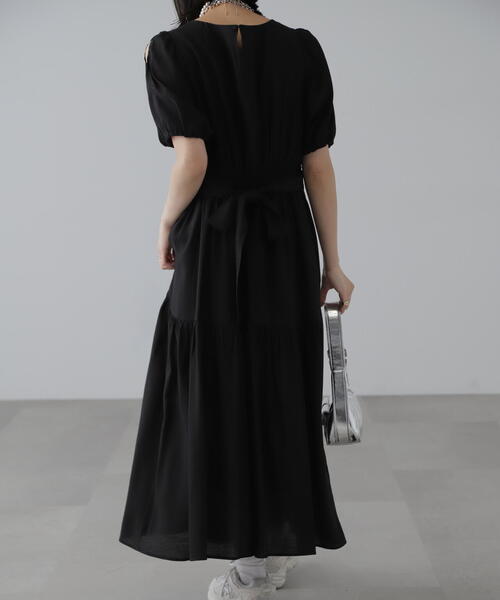 FREE'S MART(フリーズマート)の「◇【3サイズ展開XS-M】肩スリットバックリボンワンピース【低身長サイズ有】(ワンピース・レディース・ブルー/ブラック系その他/ブラック・X-SMALL/MEDIUM/SMALL)」の16枚目の写真