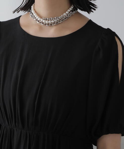 FREE'S MART(フリーズマート)の「◇【3サイズ展開XS-M】肩スリットバックリボンワンピース【低身長サイズ有】(ワンピース・レディース・ブルー/ブラック系その他/ブラック・X-SMALL/MEDIUM/SMALL)」の19枚目の写真