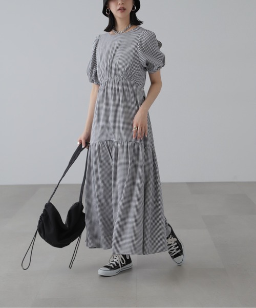 FREE'S MART(フリーズマート)の「◇【3サイズ展開XS-M】肩スリットバックリボンワンピース【低身長サイズ有】(ワンピース・レディース・ブルー/ブラック系その他/ブラック・X-SMALL/MEDIUM/SMALL)」の3枚目の写真