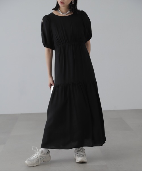 FREE'S MART(フリーズマート)の「◇【3サイズ展開XS-M】肩スリットバックリボンワンピース【低身長サイズ有】(ワンピース・レディース・ブルー/ブラック系その他/ブラック・X-SMALL/MEDIUM/SMALL)」の2枚目の写真