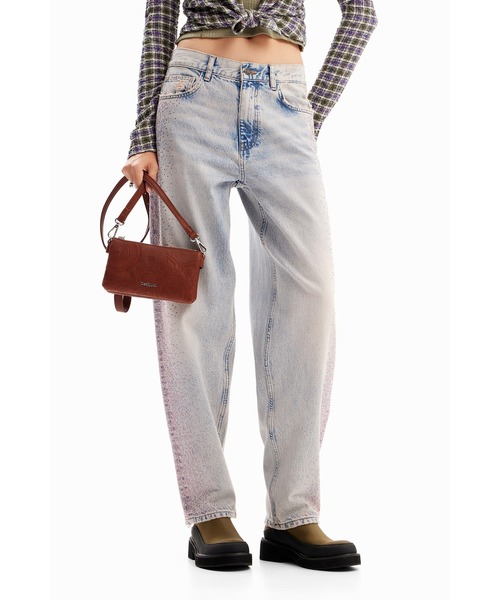 Desigual（デシグアル）の「サイドグリッターライン ストレートデニムパンツ（デニムパンツ・レディース・ブルー・42/44/36/38/40/34）」の4枚目の写真