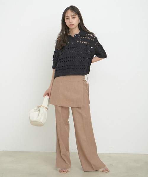 VIS(ビス)の「ファンシーヤーンニットポロ(その他トップス・レディース・ブラック/ブラウン/キナリ・FREE)」の4枚目の写真