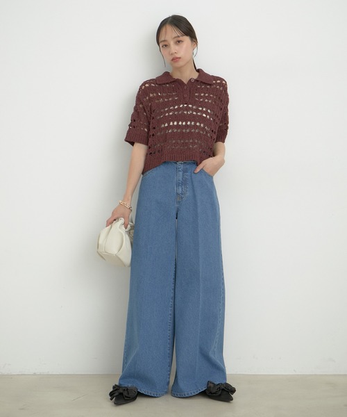 VIS(ビス)の「ファンシーヤーンニットポロ(その他トップス・レディース・ブラック/ブラウン/キナリ・FREE)」の6枚目の写真