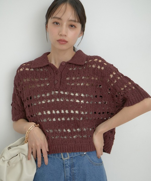 VIS(ビス)の「ファンシーヤーンニットポロ(その他トップス・レディース・ブラック/ブラウン/キナリ・FREE)」の9枚目の写真