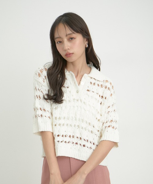 VIS(ビス)の「ファンシーヤーンニットポロ(その他トップス・レディース・ブラック/ブラウン/キナリ・FREE)」の10枚目の写真