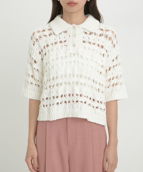 VIS(ビス)の「ファンシーヤーンニットポロ(その他トップス・レディース・ブラック/ブラウン/キナリ・FREE)」の12枚目の写真