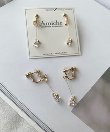 【Amiche】ビーズ華奢イヤリング(MA)