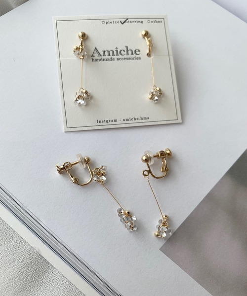VIBGYOR(ヴィブジョー)の「【Amiche】ビーズ華奢イヤリング(MA)(イヤリング・レディース・ゴールド・FREE)」の1枚目の写真