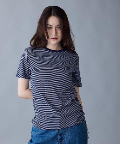 MILLER（ミラー）の「R.P.miller/ミラー パネルリブ 半袖 Tシャツ（Tシャツ/カットソー・メンズ・ホワイト/ブラウン系/ブラック系/ブラック/ホワイト系1/ネイビー系2/ネイビー系1/レッド・M/L）」の6枚目の写真