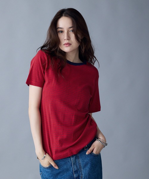 MILLER（ミラー）の「R.P.miller/ミラー パネルリブ 半袖 Tシャツ（Tシャツ/カットソー・メンズ・ホワイト/ブラウン系/ブラック系/ブラック/ホワイト系1/ネイビー系2/ネイビー系1/レッド・M/L）」の20枚目の写真