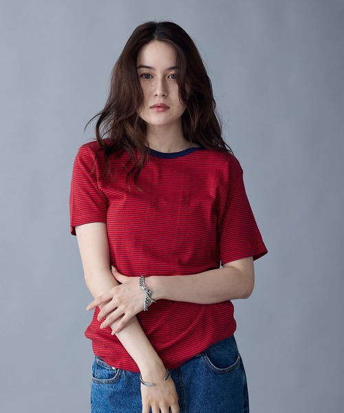 MILLER（ミラー）の「R.P.miller/ミラー パネルリブ 半袖 Tシャツ（Tシャツ/カットソー・メンズ・ホワイト/ブラウン系/ブラック系/ブラック/ホワイト系1/ネイビー系2/ネイビー系1/レッド・M/L）」の21枚目の写真