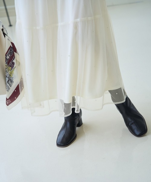 ROPE' PICNIC(ロペピクニック)の「パール付きチュールティアードスカート(スカート・レディース・ブラック/オフホワイト・38)」の20枚目の写真