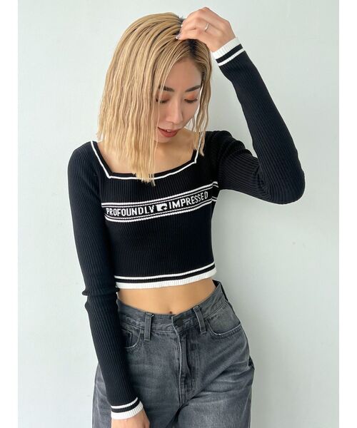 EMODA(エモダ)の「スクエアネッククロップニット(ニット/セーター・レディース・ホワイト/ブラック/ネイビー/アイボリー・FREE)」の16枚目の写真